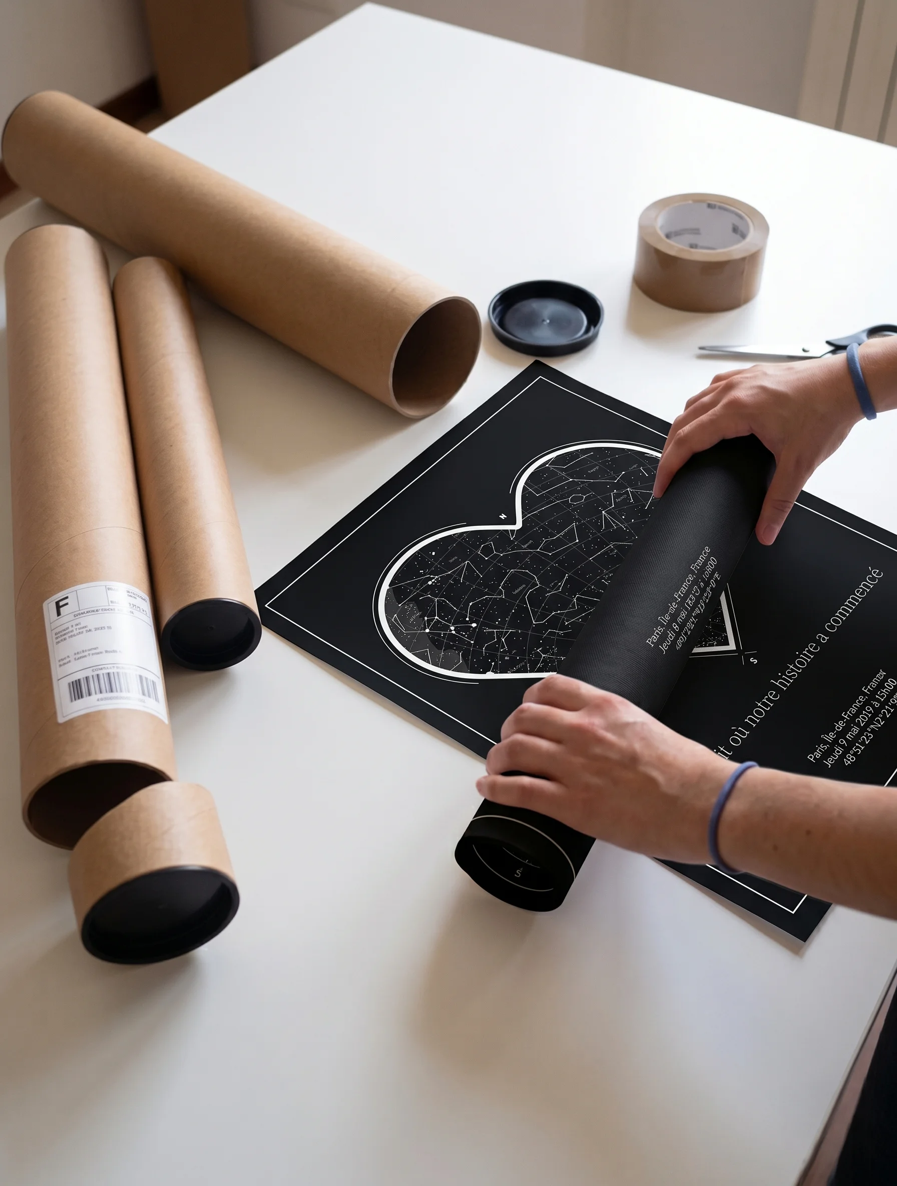Poster imprimé d'une carte stellaire personnalisée